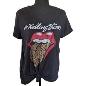 Rolling Stones Graphic Band Tee with Leopard Tongue Design Size Large